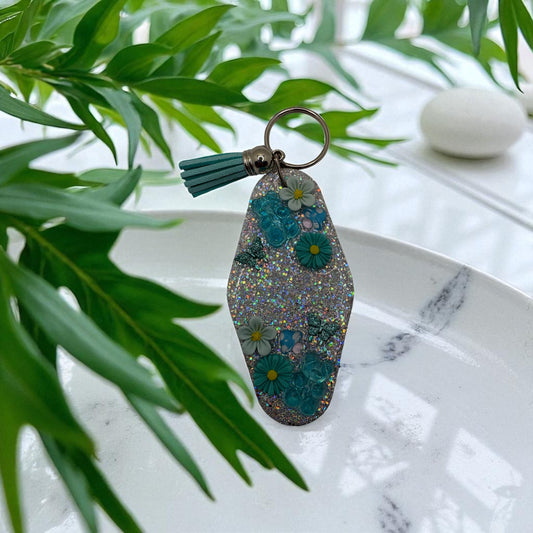 Blue charm keychain