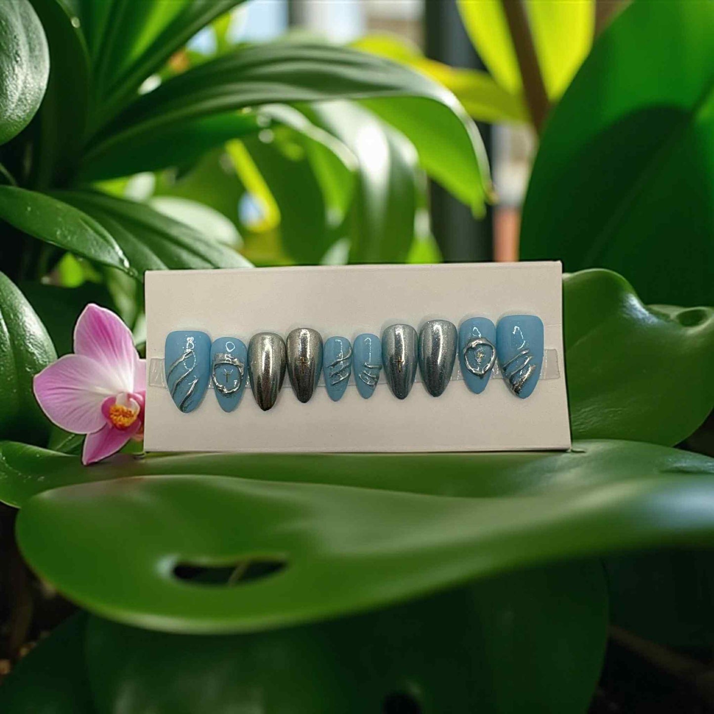 Steel Sky Press on Nails