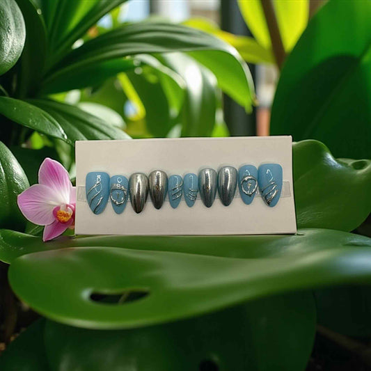 Steel Sky Press on Nails
