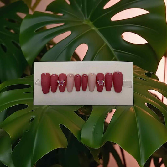 Pink butterfly Press on nails