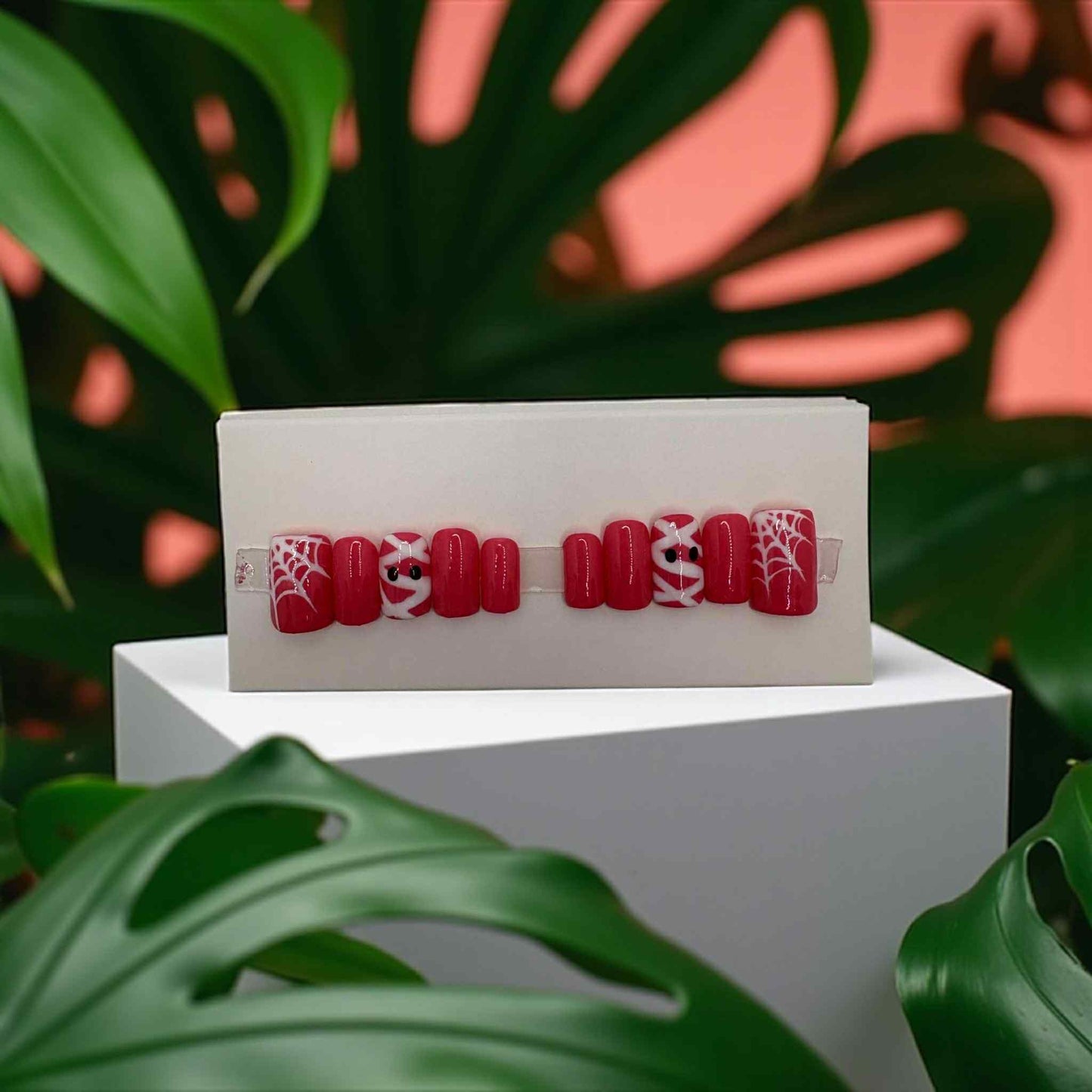 A pink Halloween Press On Nails