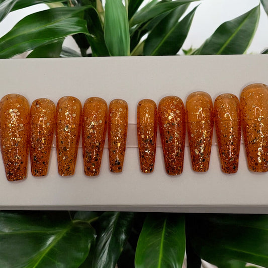 Pumpkin Glitter Press on Nails